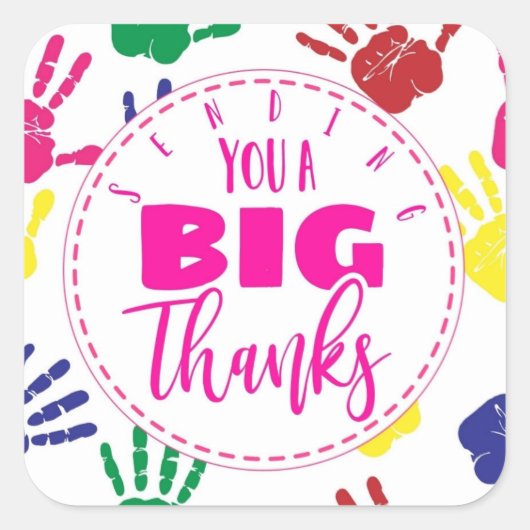 een groot bedankt sturen , enorm personeel dank je vierkante sticker (Voorkant)