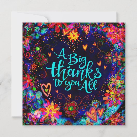Een groot Bedankt voor u allemaal Floral Heart Mod Notitiekaartje (Voorkant)
