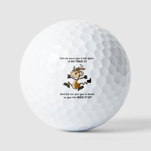 Een groot glas GET OVER IT! Golfballen (Voorkant)