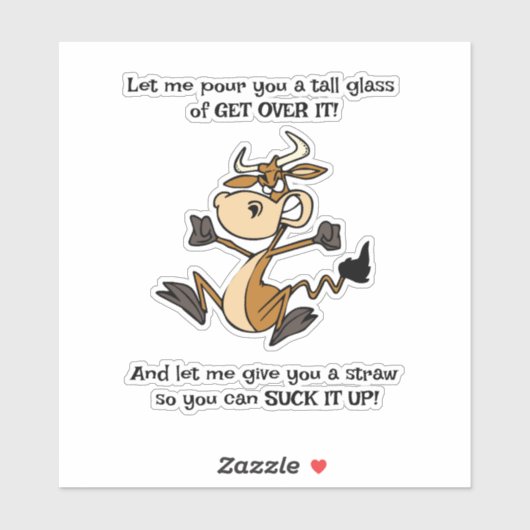 Een groot glas GET OVER IT! Sticker (Vel)