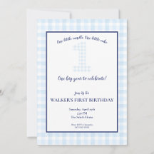 ÉÉN groot jaar - Klassieke Blue Gingham Birthday -
