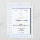 ÉÉN groot jaar - Klassieke Blue Gingham Birthday - Kaart (Voorkant)