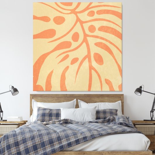 Eén groot monstera canvas afdruk (Insitu (Slaapkamer))