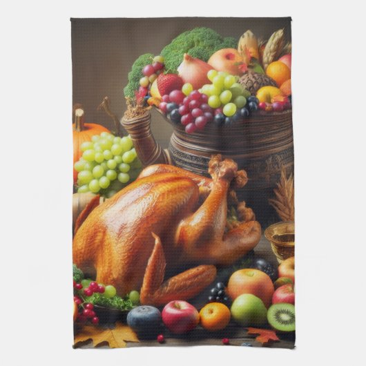 Een groot oogstfeest theedoek (Verticaal)