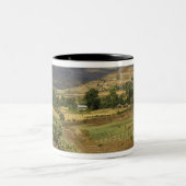 Een groot schilderachtig uitzicht van een grote ro tweekleurige koffiemok (Center)