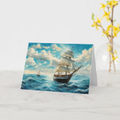 Een groot schip en een verjaardag met mooi weer kaart (Gele Bloem)