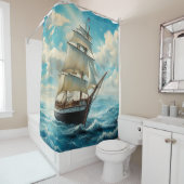 Een groot schip en mooi weer douchegordijn (In situ)