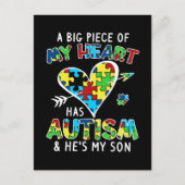 Een groot stuk van mijn hart heeft autisme en hij  briefkaart (Voorkant)