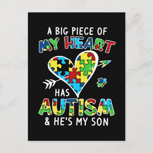 Een groot stuk van mijn hart heeft autisme en hij  briefkaart (Voorkant)