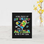 Een groot stuk van mijn hart heeft autisme en hij  kaart (Gele Bloem)