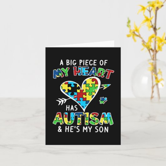 Een groot stuk van mijn hart heeft autisme en hij  kaart (Gele Bloem)