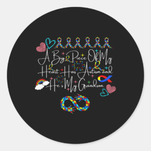 Een groot stuk van mijn hart heeft autisme en hij ronde sticker