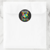 Een groot stuk van mijn hart heeft autisme en hij ronde sticker (Tas)