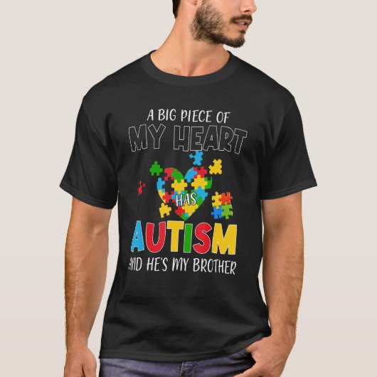 Een groot stuk van mijn hart heeft autisme en hij t-shirt (Voorkant)