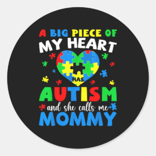 Een groot stuk van mijn hart heeft autisme en noem ronde sticker