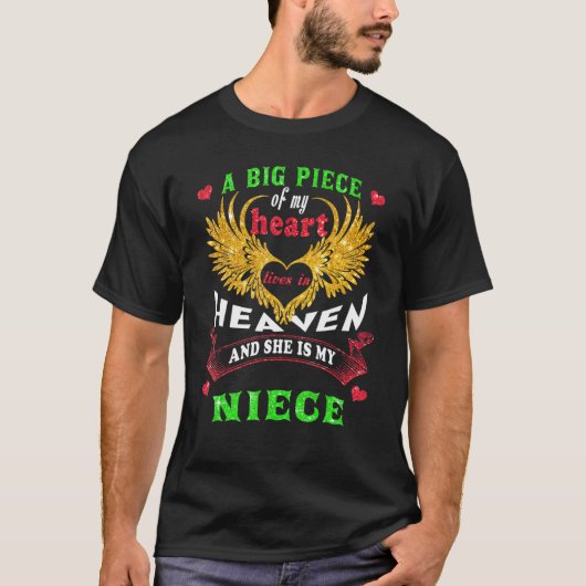 Een groot stuk van mijn hart leeft in de hemel...  t-shirt (Voorkant)