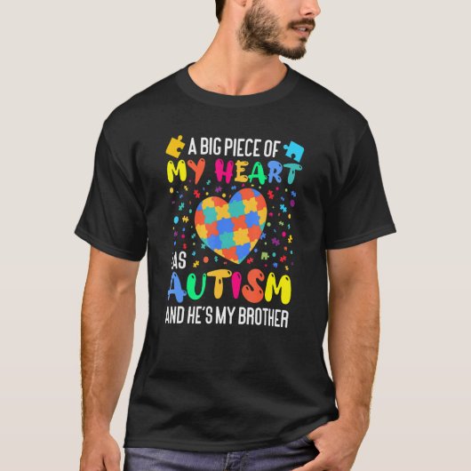 een groot stukje van mijn hart heeft autisme en hi t-shirt (Voorkant)