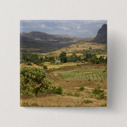 Een groot uitzicht op een grote rotsberg vierkante button 5,1 cm (Voorkant)
