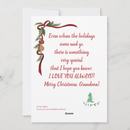 Een grootmoeder is een speciale Florentijnse tekst Feestdagenkaart (Achterkant)