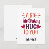 Een grootse verjaardag Hug Birthday Gift Kaart en  (Voorkant / Achterkant)