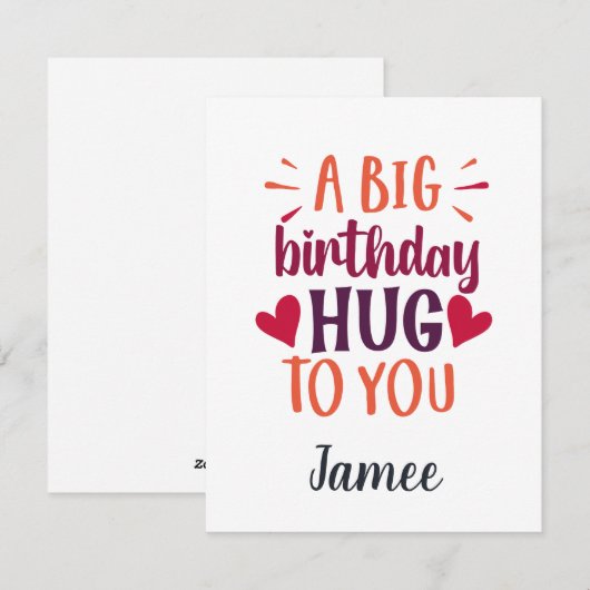 Een grootse verjaardag Hug Birthday Gift Kaart en  (Voorkant / Achterkant)