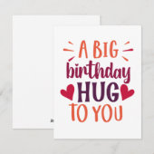 Een grootse verjaardag Hug Birthday Gift Kaart en (Voorkant / Achterkant)