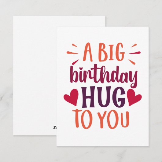 Een grootse verjaardag Hug Birthday Gift Kaart en (Voorkant / Achterkant)