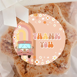 Een groovy 1e verjaardagsfeestje ronde sticker