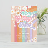 Een Groovy Babe 1e Daisy Rainbow Verjaardag Kaart (Staand voorkant)