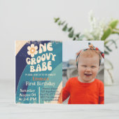 EEN Groovy Babe 1e Verjaardag Groovy Een foto Kaart (Staand voorkant)