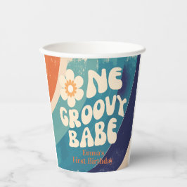 Eén groovy babe 1e verjaardag groovy één papieren bekers