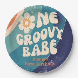 Eén groovy babe 1e verjaardag groovy één papieren bordje