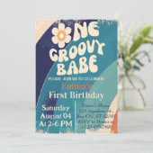 EEN Groovy Babe 1e Verjaardag Groovy One Daisy Kaart (Staand voorkant)