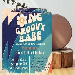 EEN Groovy Babe 1e Verjaardag Groovy One Madeliefj Kaart