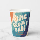 EEN Groovy Babe 1e Verjaardag Groovy One Papieren Bekers (Achterkant)