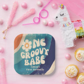EEN Groovy Babe 1e Verjaardag Groovy One Papieren Bordje (Feest)