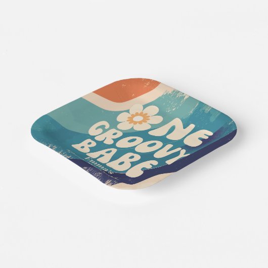 EEN Groovy Babe 1e Verjaardag Groovy One Papieren Bordje (Gebogen)