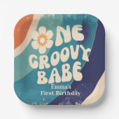 EEN Groovy Babe 1e Verjaardag Groovy One Papieren Bordje (Voorkant)