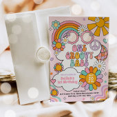 Een Groovy Babe 70s Flower Power Regenboog Verjaar Kaart