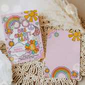 Een Groovy Babe 70s Flower Power Regenboog Verjaar Kaart