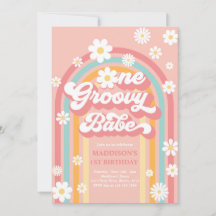Eén Groovy Babe Boho Daisy Rainbow 1st Birthday