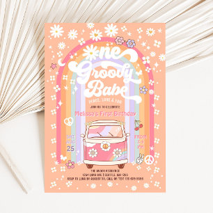 Eén groovy babe Daisy Groovy Van 1e verjaardag Kaart