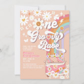 Eén groovy babe Daisy Rainbow 1e verjaardag Kaart (Voorkant)