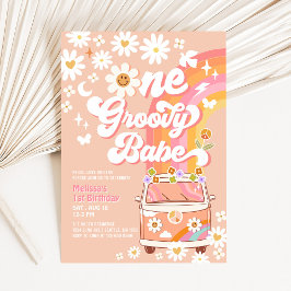 EEN Groovy Babe Daisy Rainbow Groovy 1e Verjaardag Kaart