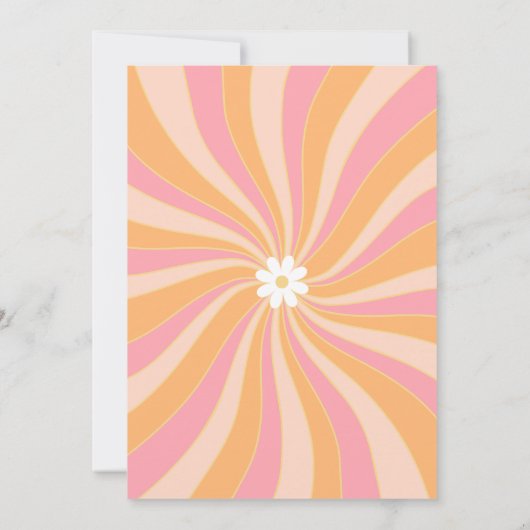 Een Groovy Babe Pink Daisy Retro 1e Verjaardag Kaart (Achterkant)