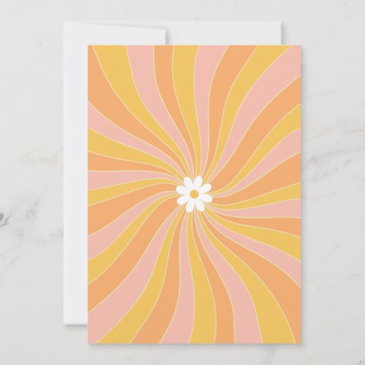Een Groovy Babe Pink Daisy Sunshine 1e Verjaardag Kaart (Achterkant)
