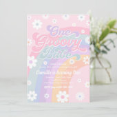 Een Groovy Babe Retro Daisy Pink Birthday Kaart (Staand voorkant)