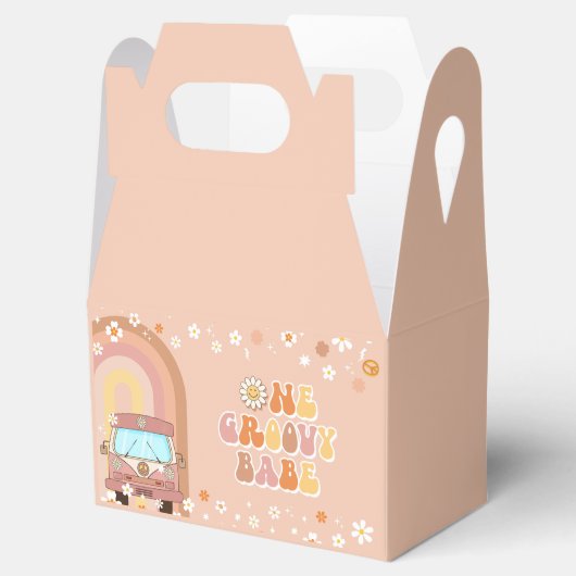 Een groovy babe retro regenboog 1e verjaardag bedankdoosjes (Geopend)