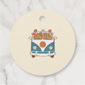 Een groovy babe retro regenboog 1e verjaardag bedankjes labels (Achterkant)