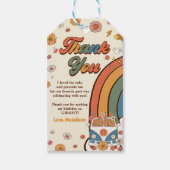 Een groovy babe retro regenboog 1e verjaardag cadeaulabel (Voorkant)